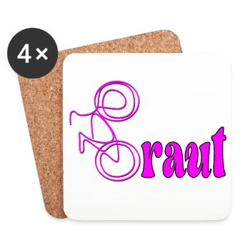 JUNGGESELLINNENABSCHIED FAHRRAD RAD JGA BRAUT - Untersetzer (4er-Set) - Weiß - Vorne