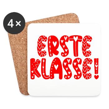 Komplimente Lob - Erste Klasse Schulanfang - Untersetzer (4er-Set) - Weiß - Vorne