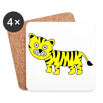 Tigre Drôle - Dessous de verre (lot de 4) - blanc - Devant