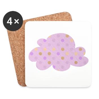 Cloud Dots Dots Chambre d’enfant Météo Rose Fille - Dessous de verre (lot de 4) - blanc - Devant