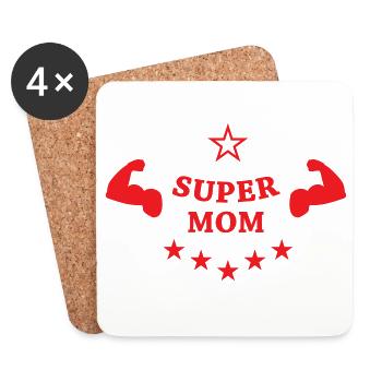 Super Mom - Muttertag - Untersetzer (4er-Set) - Weiß - Vorne