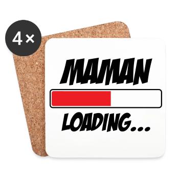 Mama lädt... Bitte warten - Werdende Mutter - Untersetzer (4er-Set) - Weiß - Vorne