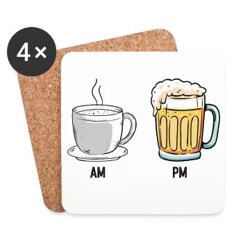 Kaffee und Bier Duo Illustration - Untersetzer (4er-Set) - Weiß - Vorne