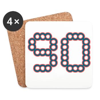 90. 90 ANS. 90e ANNIVERSAIRE. ANNIVERSAIRE 90 ANS. - Dessous de verre (lot de 4) - blanc - Devant