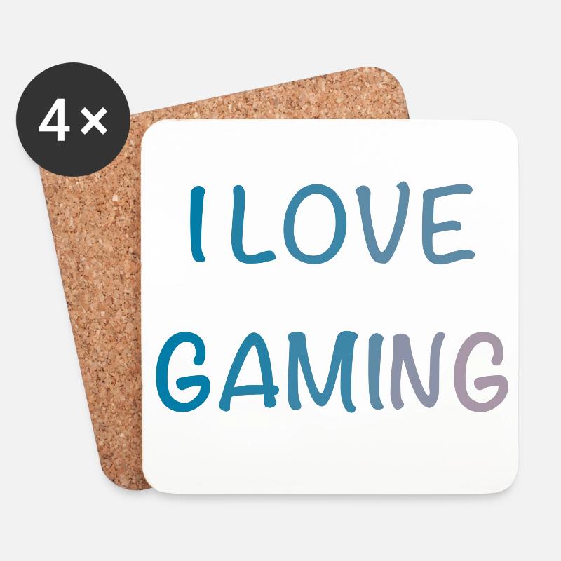 I Love Gaming Aquarell - Untersetzer (4er-Set) - Weiß