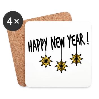 STAR. NEW YEAR'S EVE. HAPPY NEW YEAR. CHRISTMAS - Coasters (set of 4) - white - Front