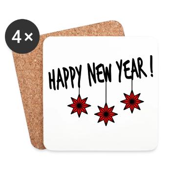 STAR. NEW YEAR'S EVE. HAPPY NEW YEAR. CHRISTMAS - Coasters (set of 4) - white - Front