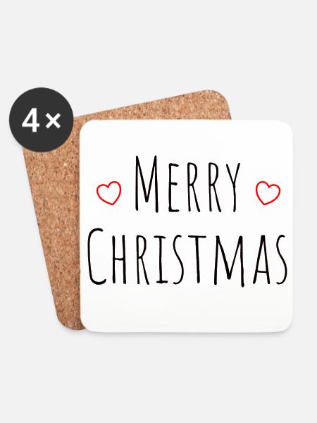 Merry christmas minimalistic herz rot - Untersetzer (4er-Set) - Weiß