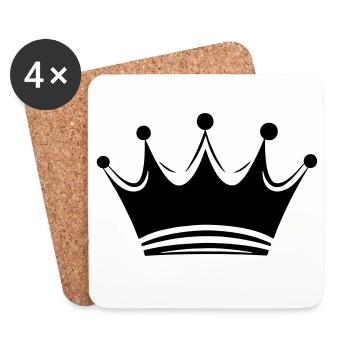 Couronne Reine/Roi personnalisable - Dessous de verre (lot de 4) - blanc - Devant