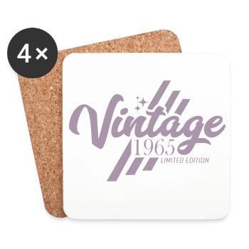 Anniversaire Vintage Rétro 1965 - Dessous de verre (lot de 4) - blanc - Devant