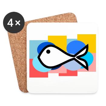 FISH. MEMORY. SARDINE. APRIL FOOL. SEA - Coasters (set of 4) - white - Front