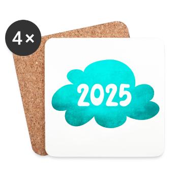 Cloud 2025 Structure Nouvel An Réveillon du Nouvel An Nouvel An - Dessous de verre (lot de 4) - blanc - Devant