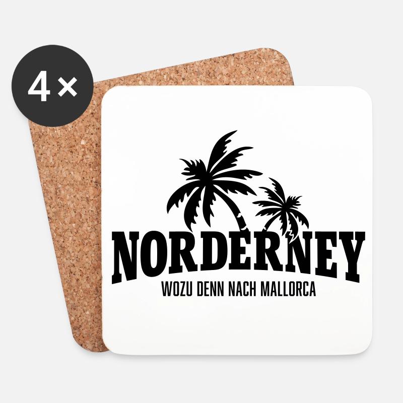 Norderney Pourquoi aller à Majorque - Dessous de verre (lot de 4) - blanc