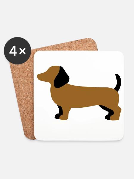 Dackel Silhouette – Minimalistisches Hundedesign - Untersetzer (4er-Set) - Weiß