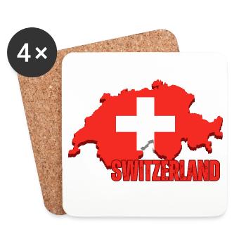 Fierté suisse, drapeau de la Suisse - Dessous de verre (lot de 4) - blanc - Devant