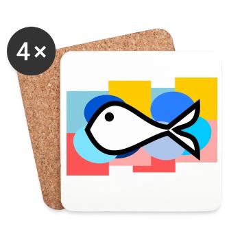 APRIL FOOL. FISH. SARDINE. ANNIVERSARY - Coasters (set of 4) - white - Front