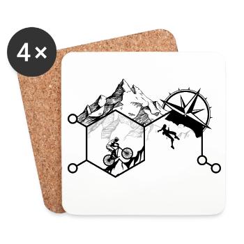 Abstrakte Berglandschaft Illustration - Untersetzer (4er-Set) - Weiß - Vorne