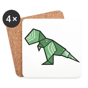 T-Rex Dino Origami Style - Dessous de verre (lot de 4) - blanc - Devant