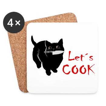 Couteau YANACAT Cat. Cuisine sucrée mais psychique - Dessous de verre (lot de 4) - blanc - Devant