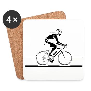 Cyclist Drawing - Coasters (set of 4) - white - Front