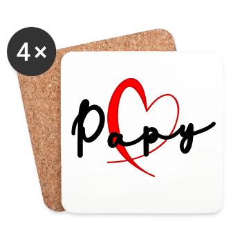 PAPY. FÊTE DES PÈRES. BONNE FÊTE PAPY. JE T'AIME. - Dessous de verre (lot de 4) - blanc - Devant
