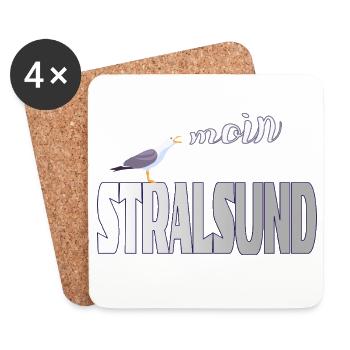 Stralsund Möwe & Moin Ostsee - Untersetzer (4er-Set) - Weiß - Vorne