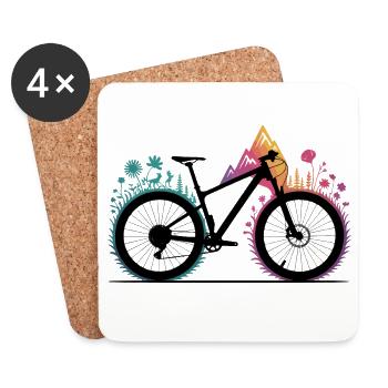 Rainbow MTB Silhouette - Coasters (set of 4) - white - Front