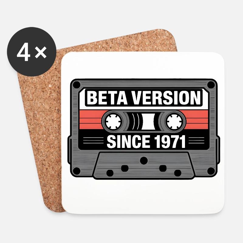 Retro Tape Cassette Design - Untersetzer (4er-Set) - Weiß