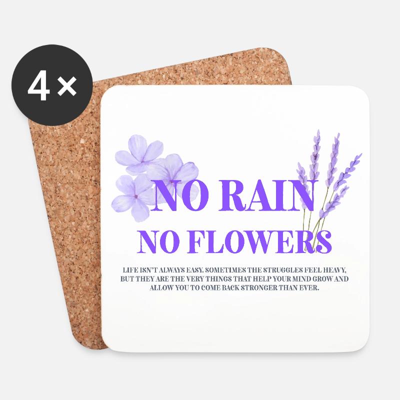 No Rain, No Flowers - Untersetzer (4er-Set) - Weiß