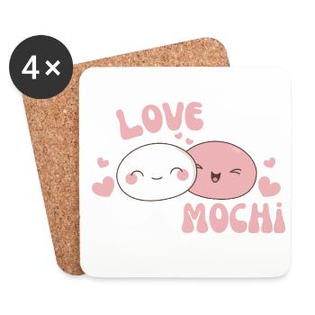 I love you very mochi kawaii rice cake mochi - Coasters (set of 4) - white - Front