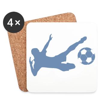 Minimalistische Silhouette Fußballspieler  - Untersetzer (4er-Set) - Weiß - Vorne