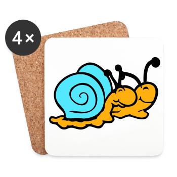 2 Snail Shell Snails Team In Love Friends - Coasters (set of 4) - white - Front
