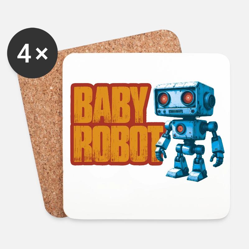 Roboter Vintage - Untersetzer (4er-Set) - Weiß