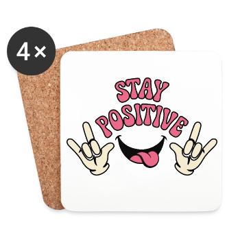 Verspieltes positives Vibes-Typografie-Design - Untersetzer (4er-Set) - Weiß - Vorne