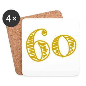 60. 60 YEARS. 60th ANNIVERSARY. 60TH BIRTHDAY. - Coasters (set of 4) - white - Front