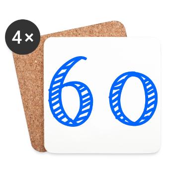 60. 60 JAHRE. 60-JÄHRIGES JUBILÄUM. 60. GEBURTSTAG. - Untersetzer (4er-Set) - Weiß - Vorne