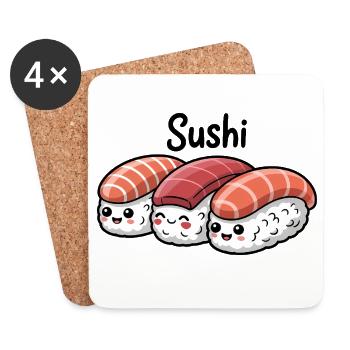 Mignon Sushi Kawaii Gourmand - Dessous de verre (lot de 4) - blanc - Devant