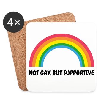 Not Gay But Supportive – Retro Regenbogen - Untersetzer (4er-Set) - Weiß - Vorne