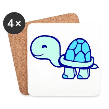 tortue mignonne souriante heureuse drôle - Dessous de verre (lot de 4) - blanc - Devant