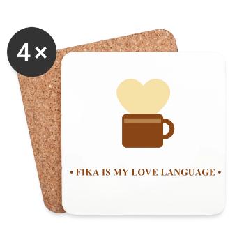 Tasse mit Herz Fika Nachricht - Untersetzer (4er-Set) - Weiß - Vorne