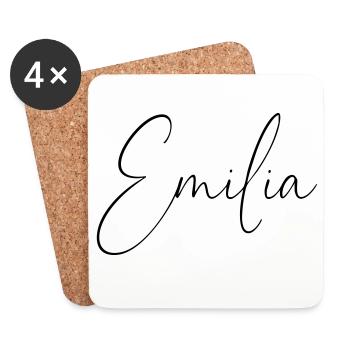 Emilia / Handwriting Design Personalized - Coasters (set of 4) - white - Front