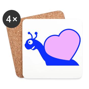 Escargot Coeur Escargot Coquille Mignon Amour Romantique - Dessous de verre (lot de 4) - blanc - Devant