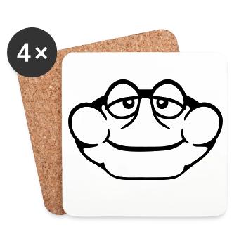 Frog Toad Smiles Funny Comic Happy Cool - Coasters (set of 4) - white - Front