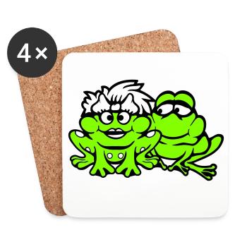 2 Frösche Pärchen Frau Mann Kröte Lustig Verliebt - Untersetzer (4er-Set) - Weiß - Vorne