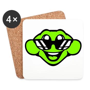 grenouille crapaud cool lunettes de soleil rire heureux mignon - Dessous de verre (lot de 4) - blanc - Devant