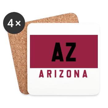 Arizona AZ Logo in Burgund & Schwarz - Untersetzer (4er-Set) - Weiß - Vorne