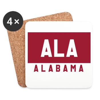 Alabama ALA Typographic Flag - Coasters (set of 4) - white - Front