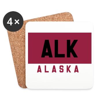 Typographie de l’Alaska en couleur rubis - Dessous de verre (lot de 4) - blanc - Devant