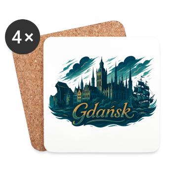 Danzig Gdańsk maritim Silhouette Polen Geschenk - Untersetzer (4er-Set) - Weiß - Vorne