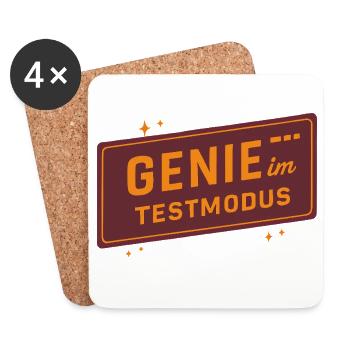 Genie im Testmodus – Lustiger Spruch für kreative  - Untersetzer (4er-Set) - Weiß - Vorne